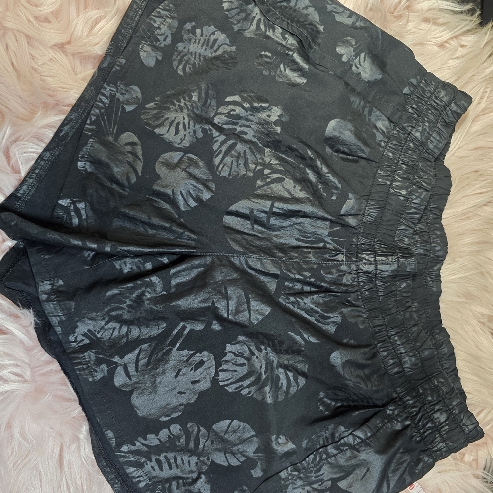 Athleta Black and Gray Athletic Shorts with Subtle Pattern